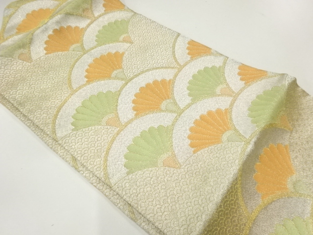JAPANESE NAGOYA OBI / WOVEN FLOWER SEIGAIHA